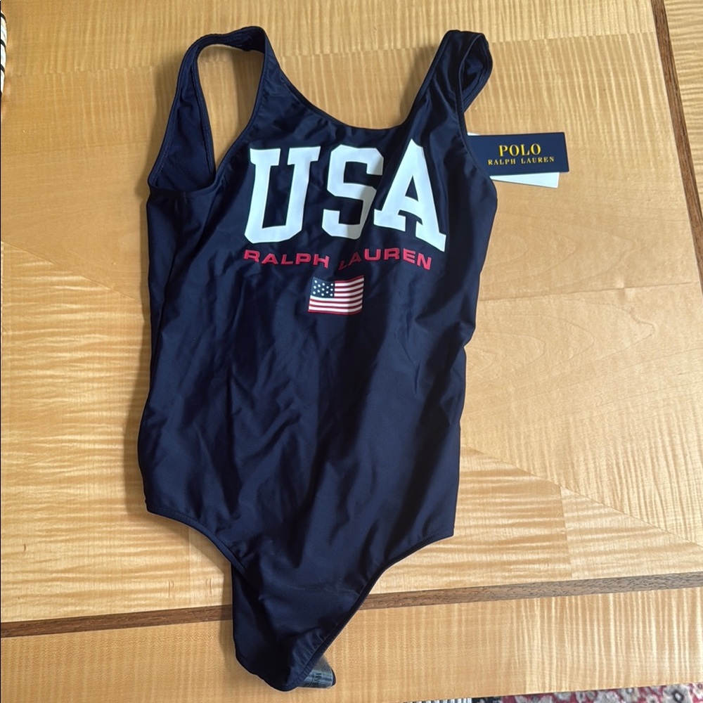 Polo by Ralph Lauren Blue One Piece USA Swimsuit